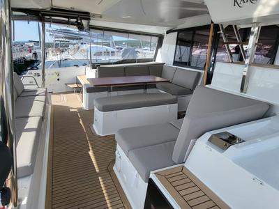 Deck of Balu, a Fountaine Pajot Elba 45 catamaran at Grad Biograd na Moru, Croatia
