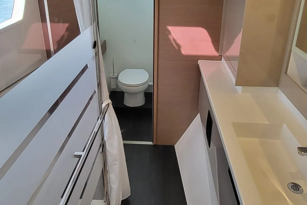 Head on Balu, a Fountaine Pajot Elba 45 catamaran at Grad Biograd na Moru, Croatia