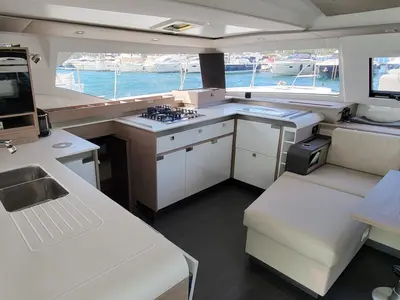 Galley of Balu, a Fountaine Pajot Elba 45 catamaran at Grad Biograd na Moru, Croatia