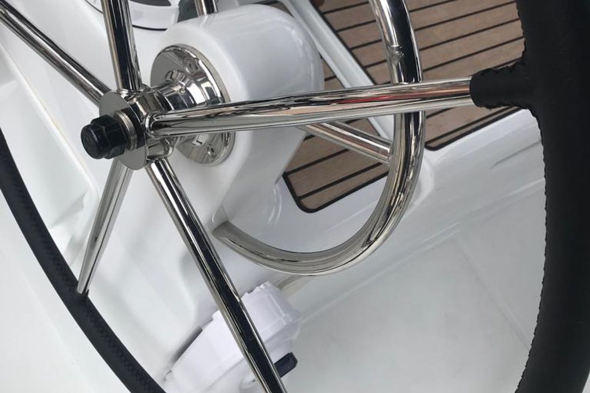 Cockpit of Alboran Limoncello (Majorca), a Jeanneau Sun Odyssey 419 sailboat at es Jonquet, Spain