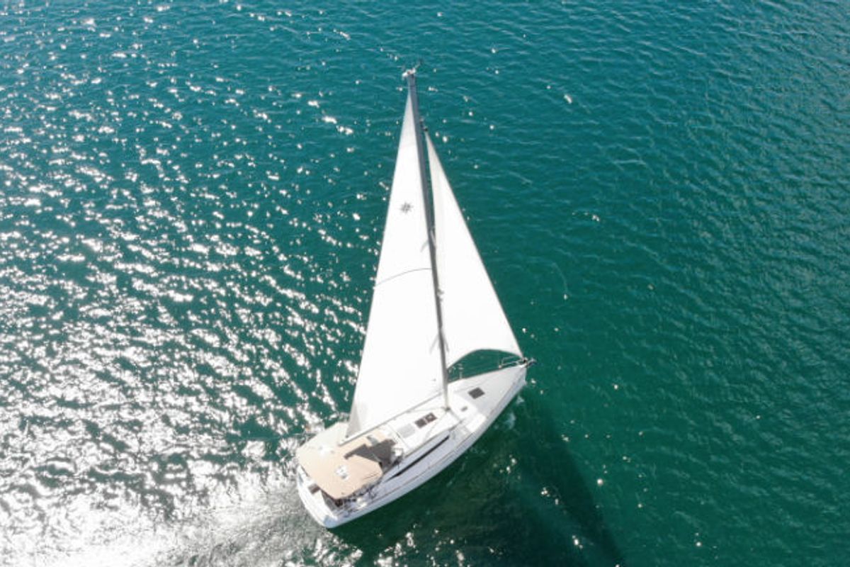 Exterior view of Happy Welcome, a Jeanneau Sun Odyssey 419 sailboat at Punat, Croatia