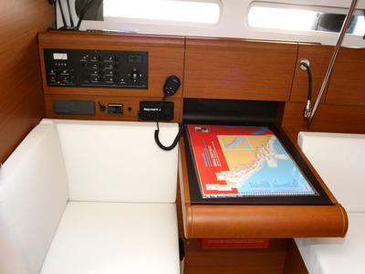 Salon of Happy Welcome, a Jeanneau Sun Odyssey 419 sailboat at Punat, Croatia