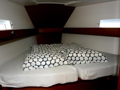 Cabin on Happy Welcome, a Jeanneau Sun Odyssey 419 sailboat at Punat, Croatia