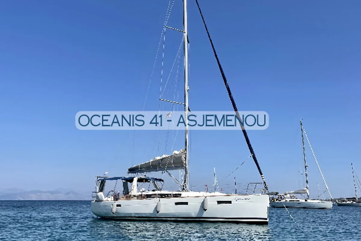 Exterior view of Comfort, a Beneteau Oceanis 41 sailboat at Gouvia, Greece