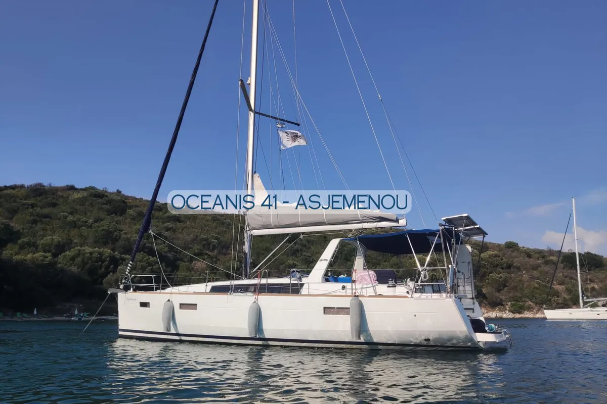 Exterior view of Comfort, a Beneteau Oceanis 41 sailboat at Gouvia, Greece