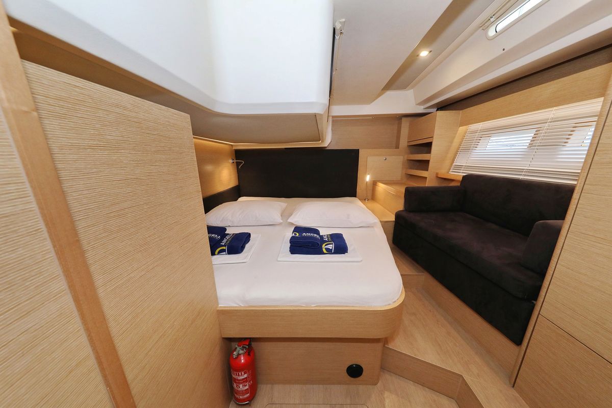 Cabin on Air King, a Hanse Yachts Hanse 548 sailboat at Grad Trogir, Croatia