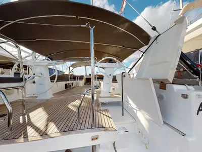 Deck of Air King, a Hanse Yachts Hanse 548 sailboat at Grad Trogir, Croatia