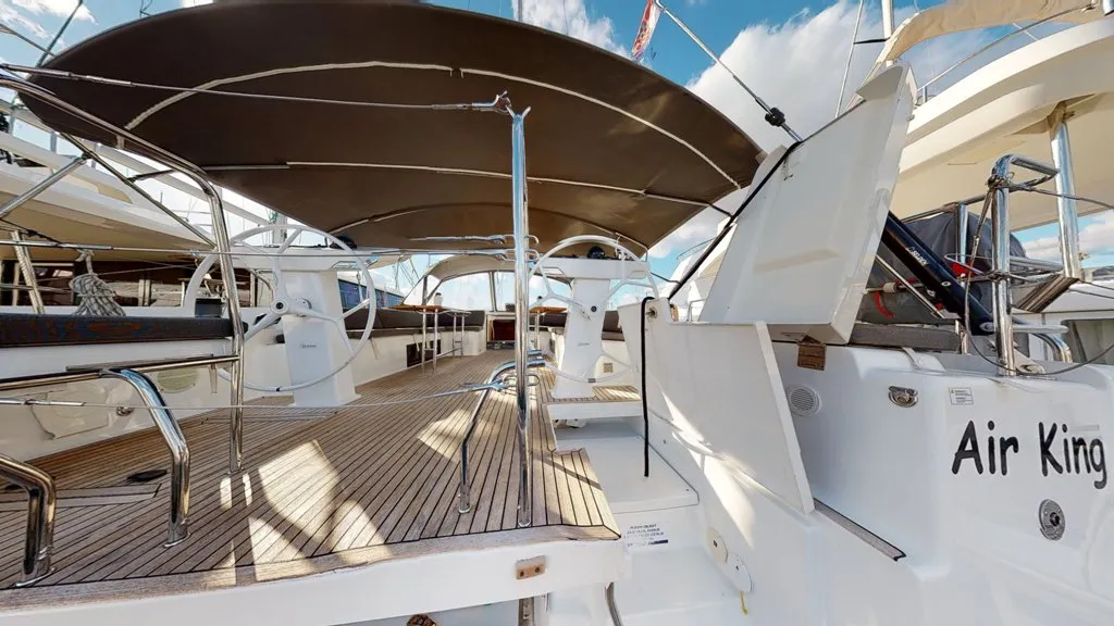 Deck of Air King, a Hanse Yachts Hanse 548 sailboat at Grad Trogir, Croatia