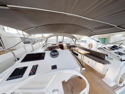 Cockpit of Air King, a Hanse Yachts Hanse 548 sailboat at Grad Trogir, Croatia