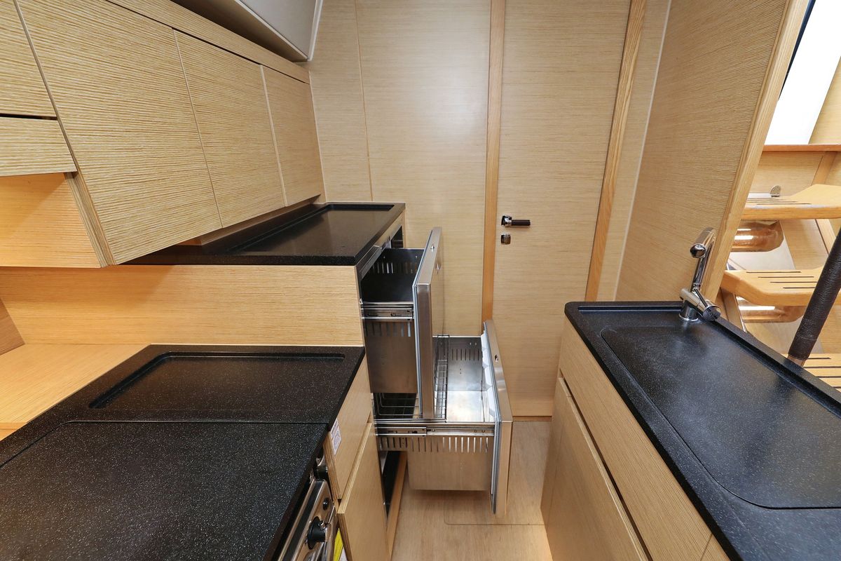 Galley of Air King, a Hanse Yachts Hanse 548 sailboat at Grad Trogir, Croatia