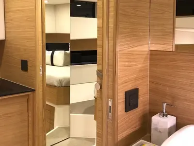 Cabin on Bliss, a De Antonio Yachts De Antonio D42 motorboat at Lavreotiki Municipal Unit, Greece