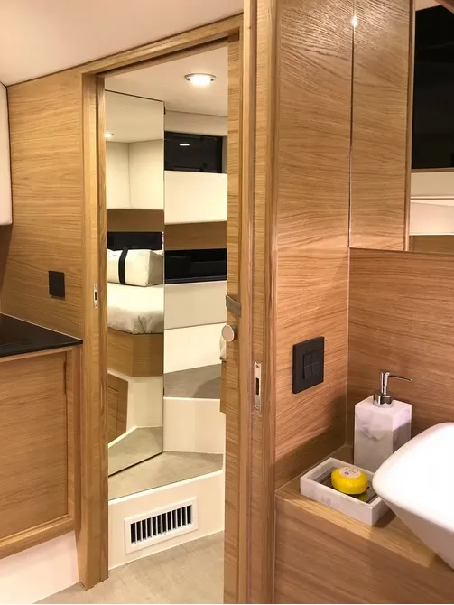 Cabin on Bliss, a De Antonio Yachts De Antonio D42 motorboat at Lavreotiki Municipal Unit, Greece