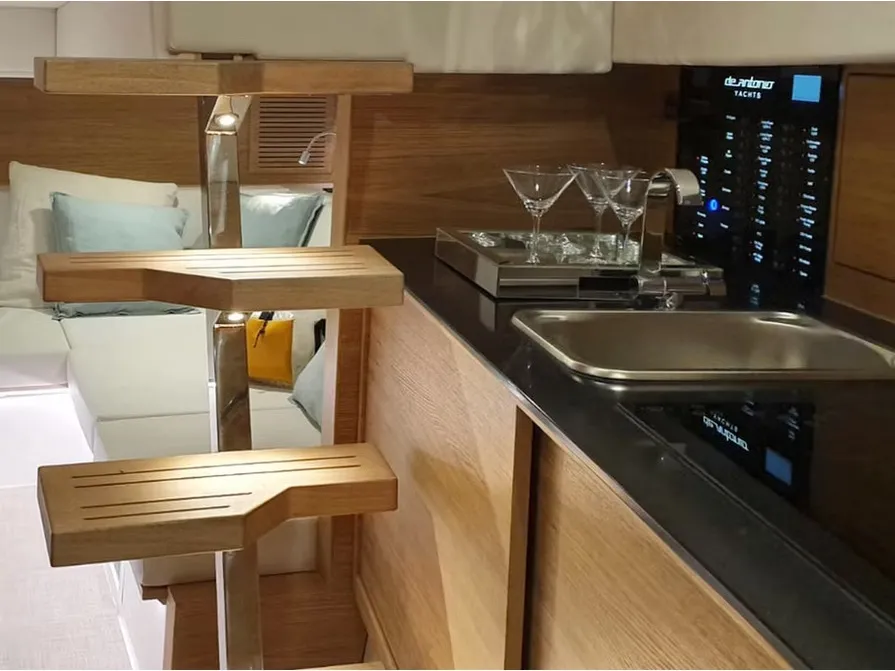 Salon of Bliss, a De Antonio Yachts De Antonio D42 motorboat at Lavreotiki Municipal Unit, Greece