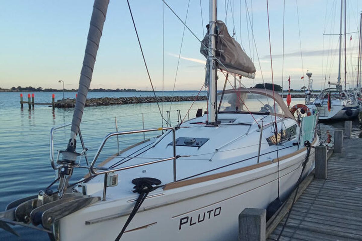 Exterior view of Pluto, a Jeanneau Sun Odyssey 379 sailboat at Flensburg, Germany
