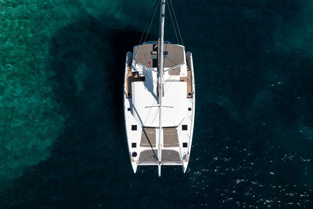 Exterior view of Clo, a Dufour 48 Catamaran catamaran at Primošten, Croatia