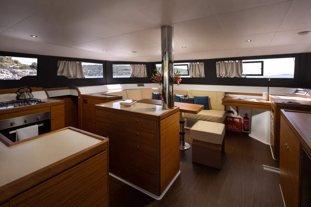 Salon of Clo, a Dufour 48 Catamaran catamaran at Primošten, Croatia