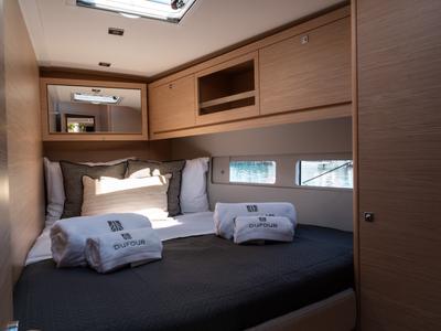 Cabin on Ionian Blue, a Dufour 530 sailboat at Preveza, Greece