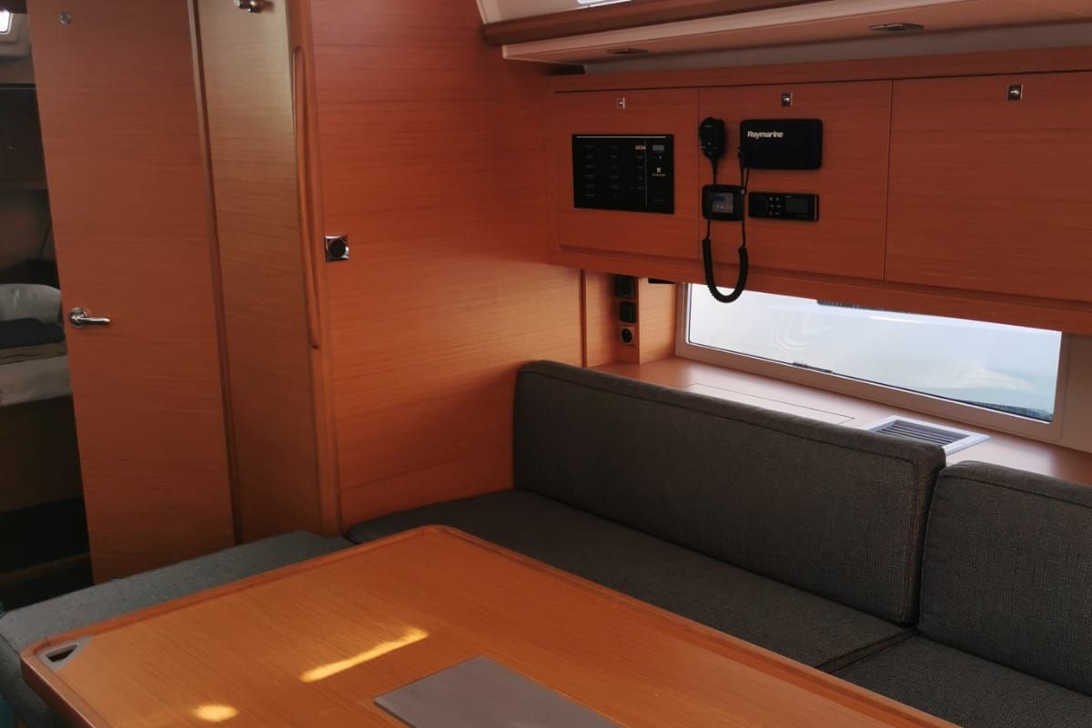 Salon of Aruba, a Dufour 470 sailboat at Athens, Greece