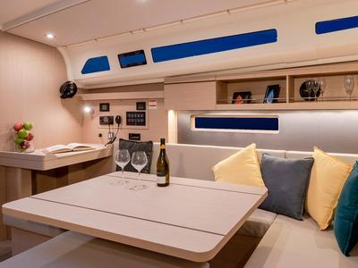 Salon of Oceanis 40.1 Club, a Beneteau Oceanis 40.1 sailboat at Procida, Italy