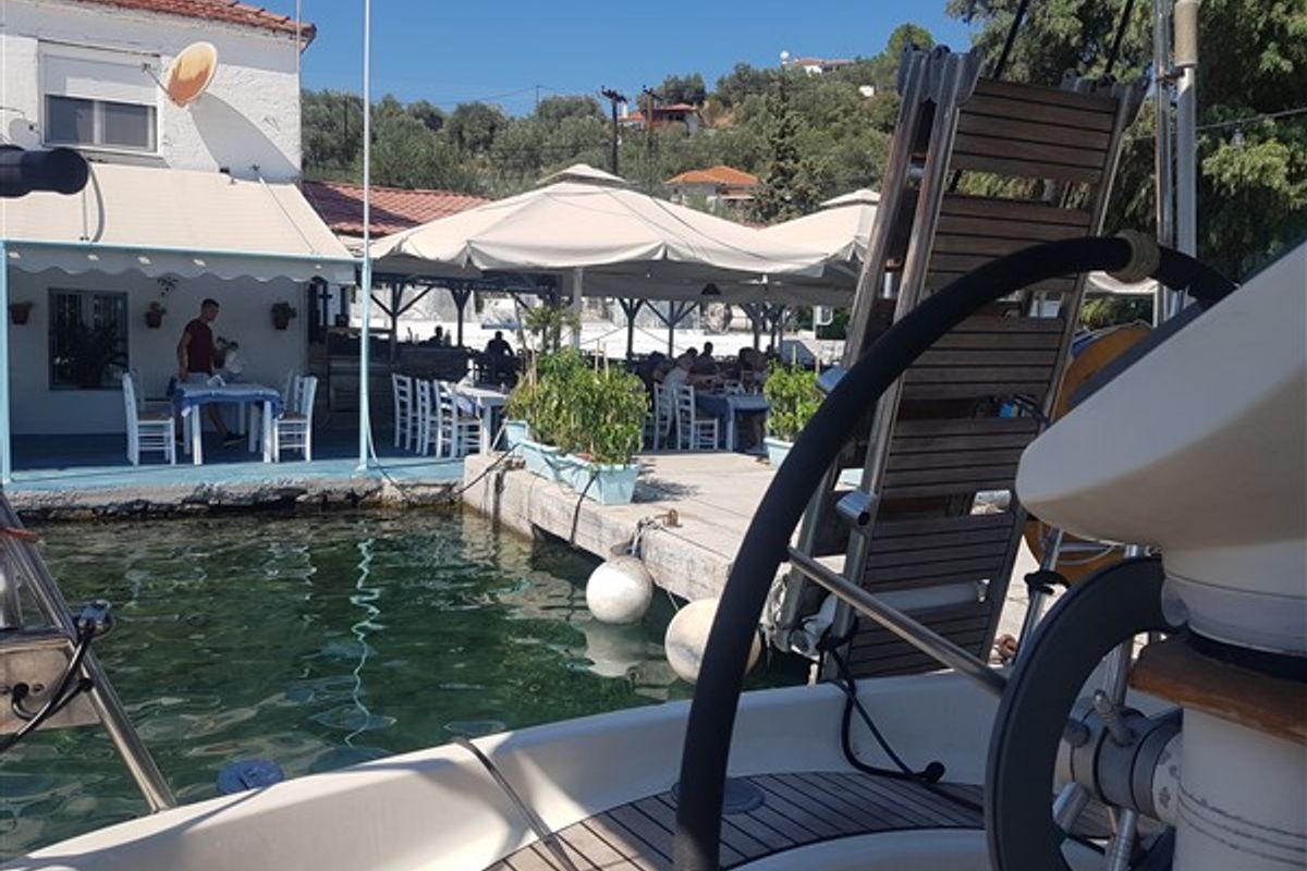 Deck of Sophia, a Jeanneau Sun Odyssey 33 sailboat at Volos Municipality, Greece