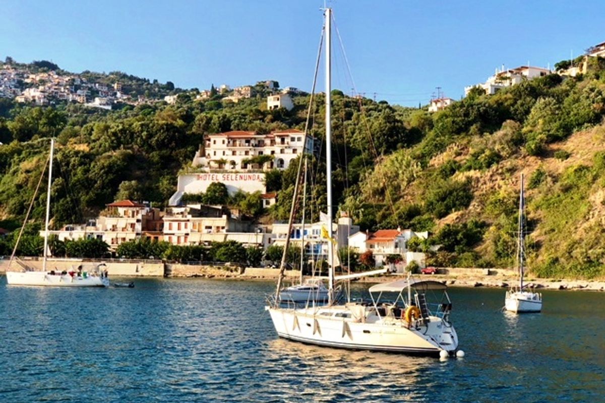 Exterior view of Sophia, a Jeanneau Sun Odyssey 33 sailboat at Volos Municipality, Greece