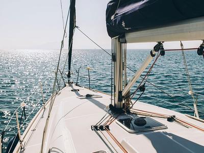 Deck of Mila, a Jeanneau Sun Odyssey 42 i sailboat at Volos Municipality, Greece