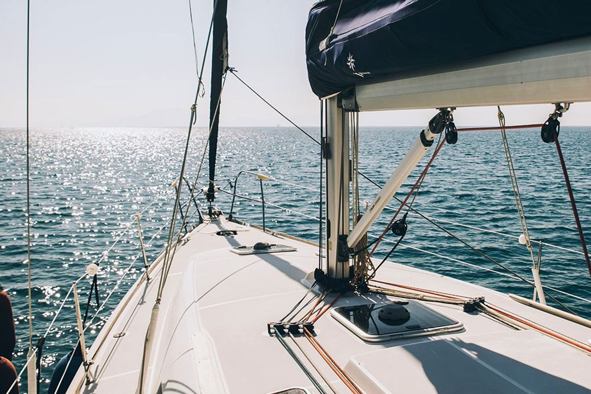 Deck of Mila, a Jeanneau Sun Odyssey 42 i sailboat at Volos Municipality, Greece