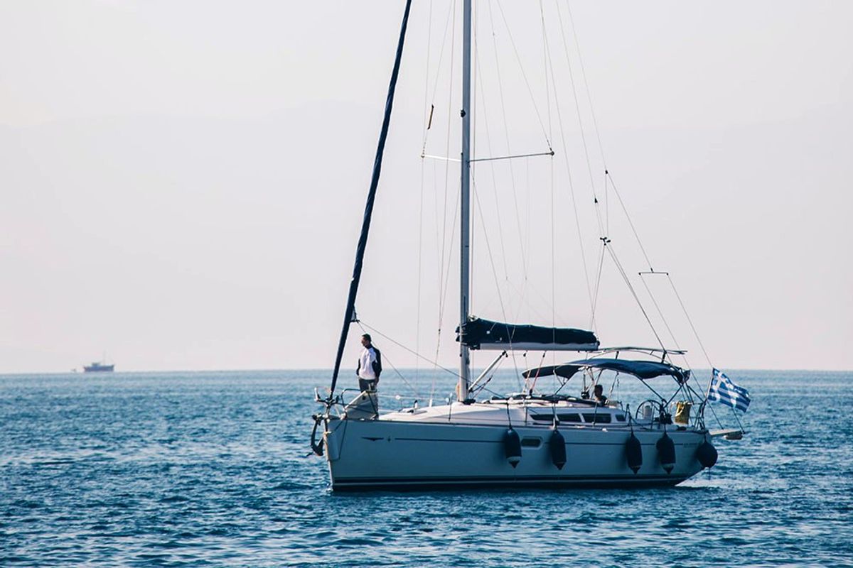 Exterior view of Mila, a Jeanneau Sun Odyssey 42 i sailboat at Volos Municipality, Greece