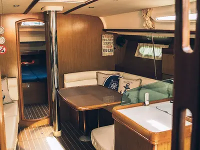 Salon of Mila, a Jeanneau Sun Odyssey 42 i sailboat at Volos Municipality, Greece