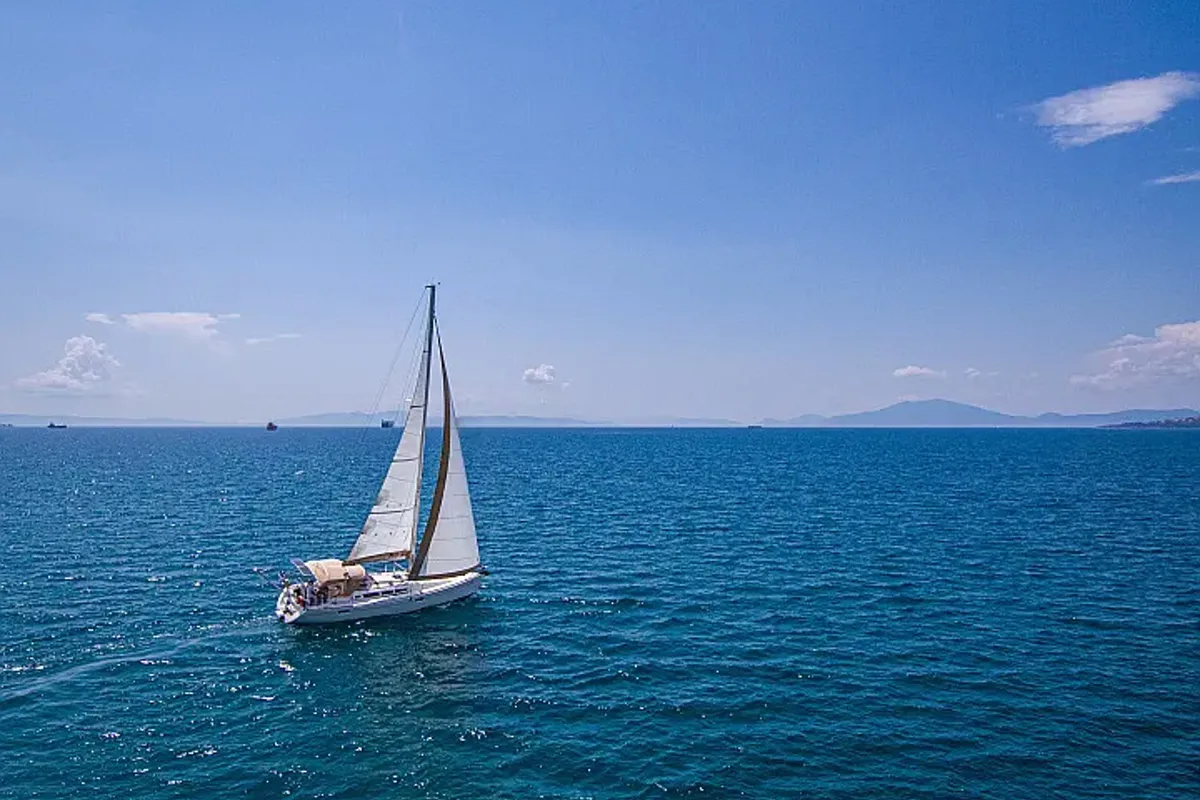 Exterior view of Mila, a Jeanneau Sun Odyssey 42 i sailboat at Volos Municipality, Greece