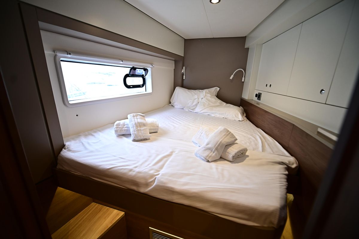 Cabin on Blitz, a Bali 4.2 catamaran at Tonnarella, Italy