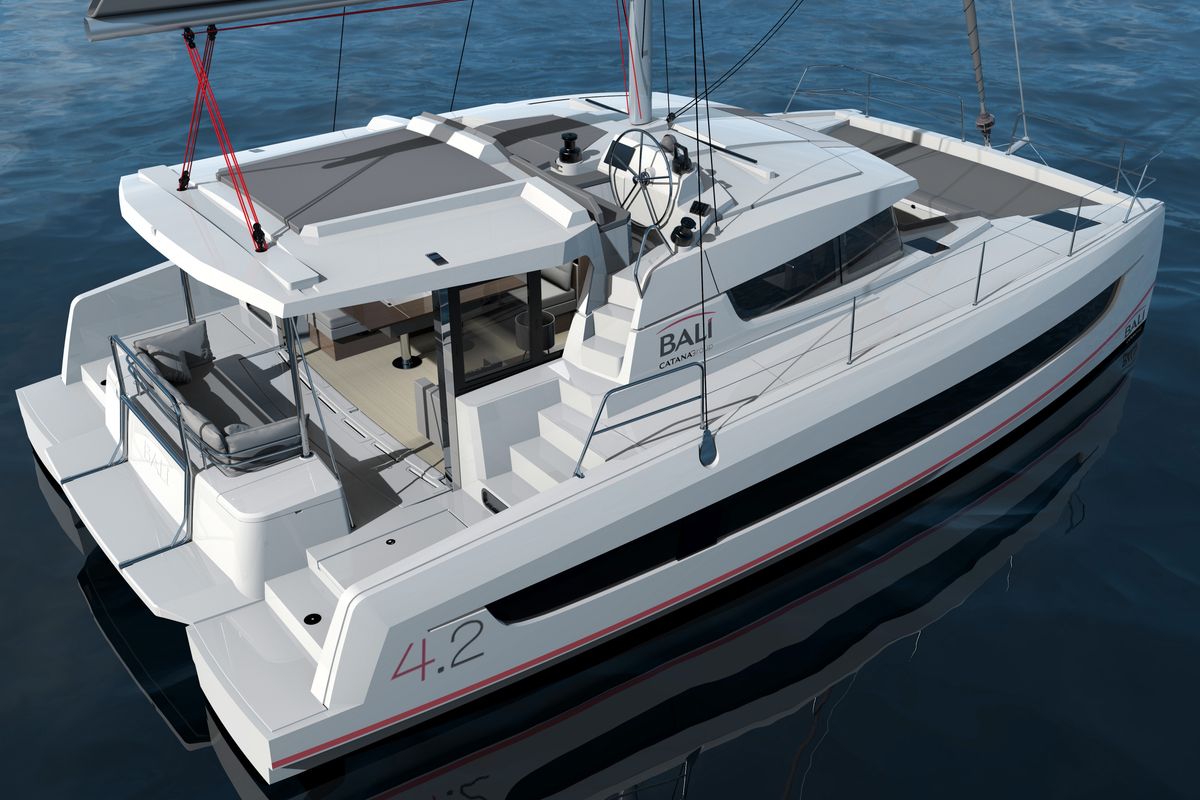 Exterior view of Blitz, a Bali 4.2 catamaran at Tonnarella, Italy