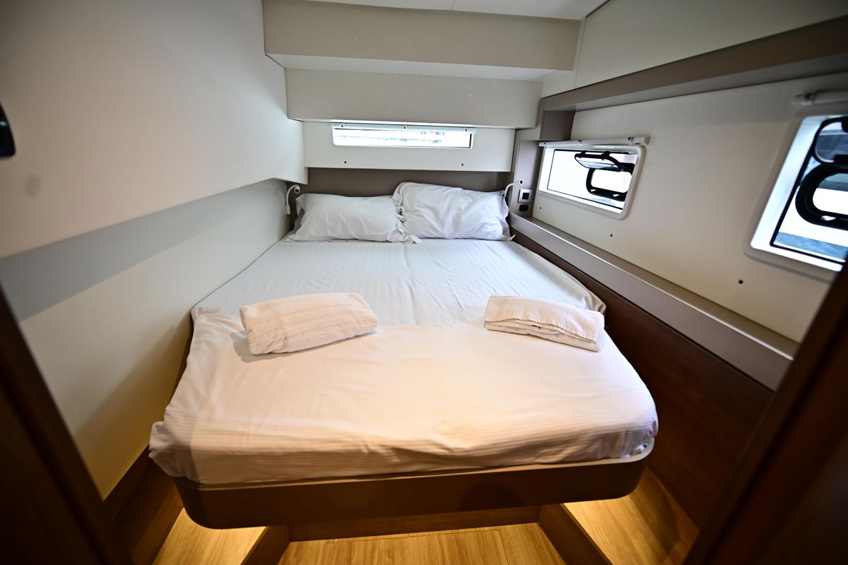Cabin on Blitz, a Bali 4.2 catamaran at Tonnarella, Italy