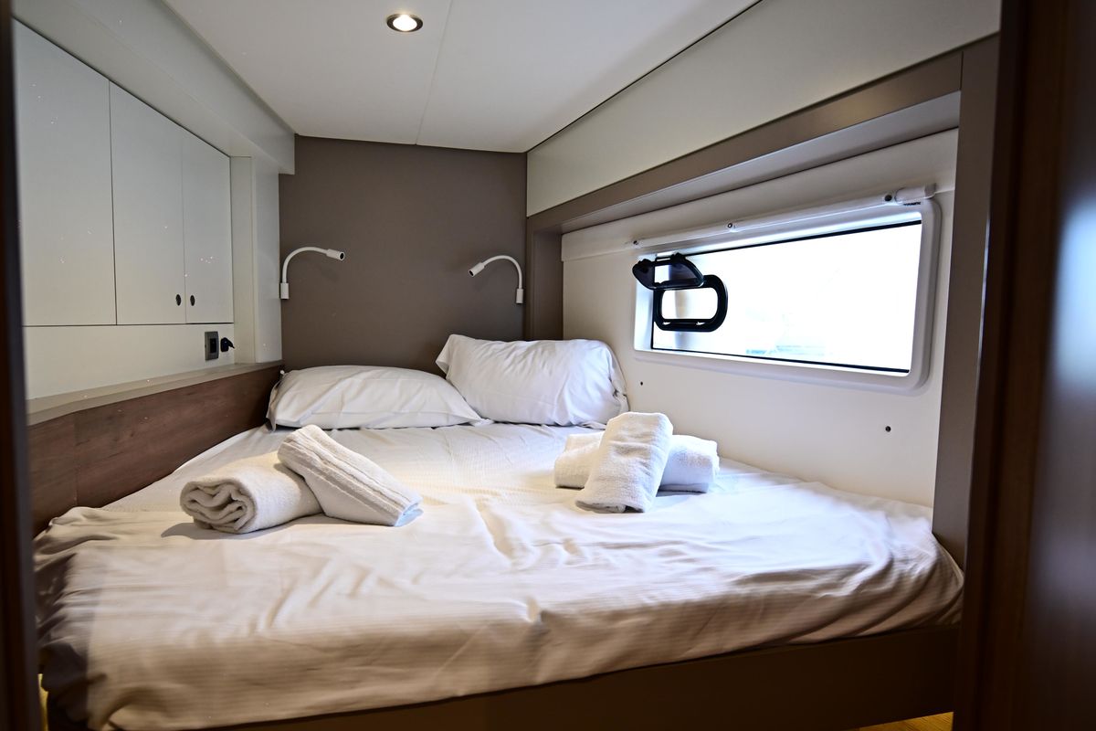 Cabin on Blitz, a Bali 4.2 catamaran at Tonnarella, Italy