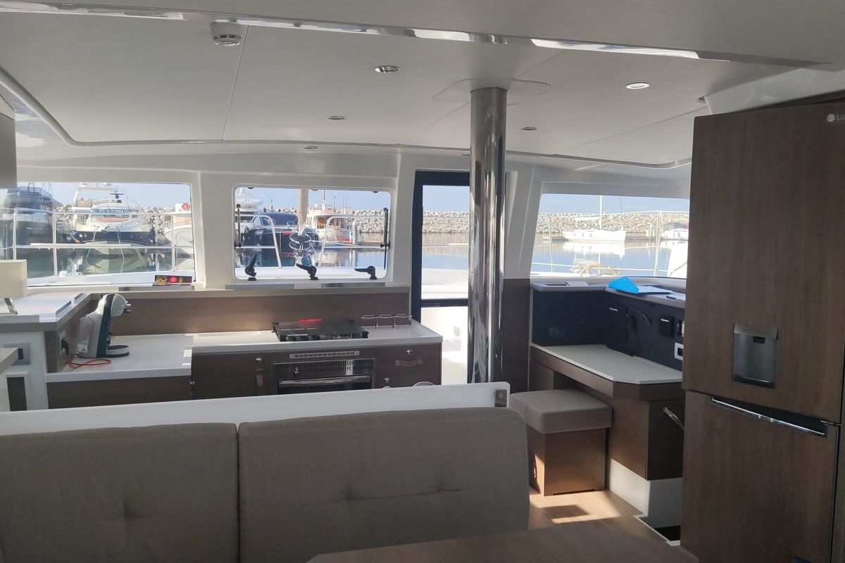 Galley of Blitz, a Bali 4.2 catamaran at Tonnarella, Italy