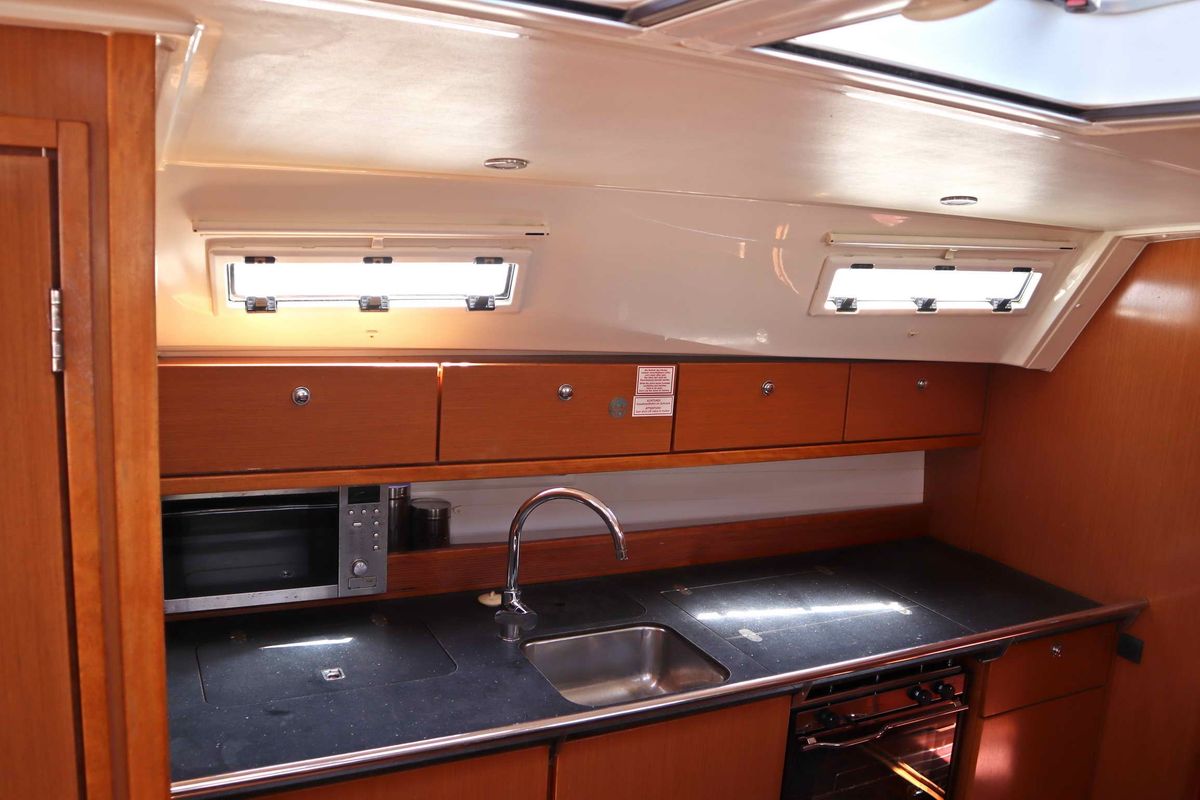Galley of Fortuna Redux, a Bavaria Cruiser 40 sailboat at Athens, Greece