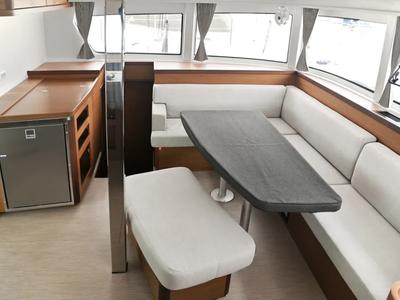 Salon of N. M, a Lagoon 42 catamaran at Athens, Greece