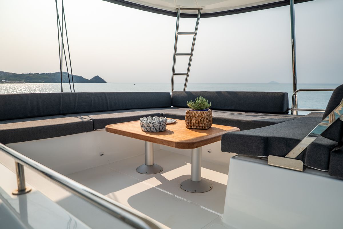Deck of Sailuxe - Clementina, a Lagoon 51 catamaran at Salerno, Italy