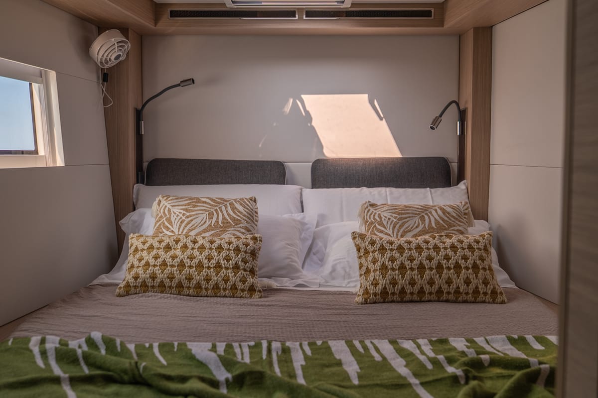 Cabin on Sailuxe - Clementina, a Lagoon 51 catamaran at Salerno, Italy