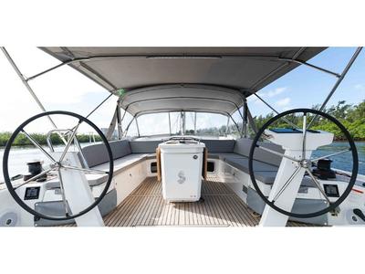 Cockpit of All Blue II, a Beneteau Oceanis 51.1 sailboat at Municipal Unit of Lefkada, Greece
