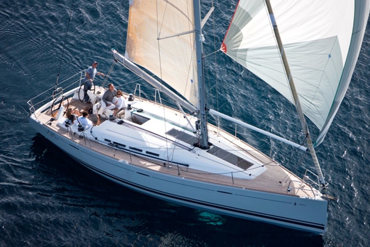 Exterior view of Zephyr, a Beneteau First 45 sailboat at Grad Kaštela, Croatia