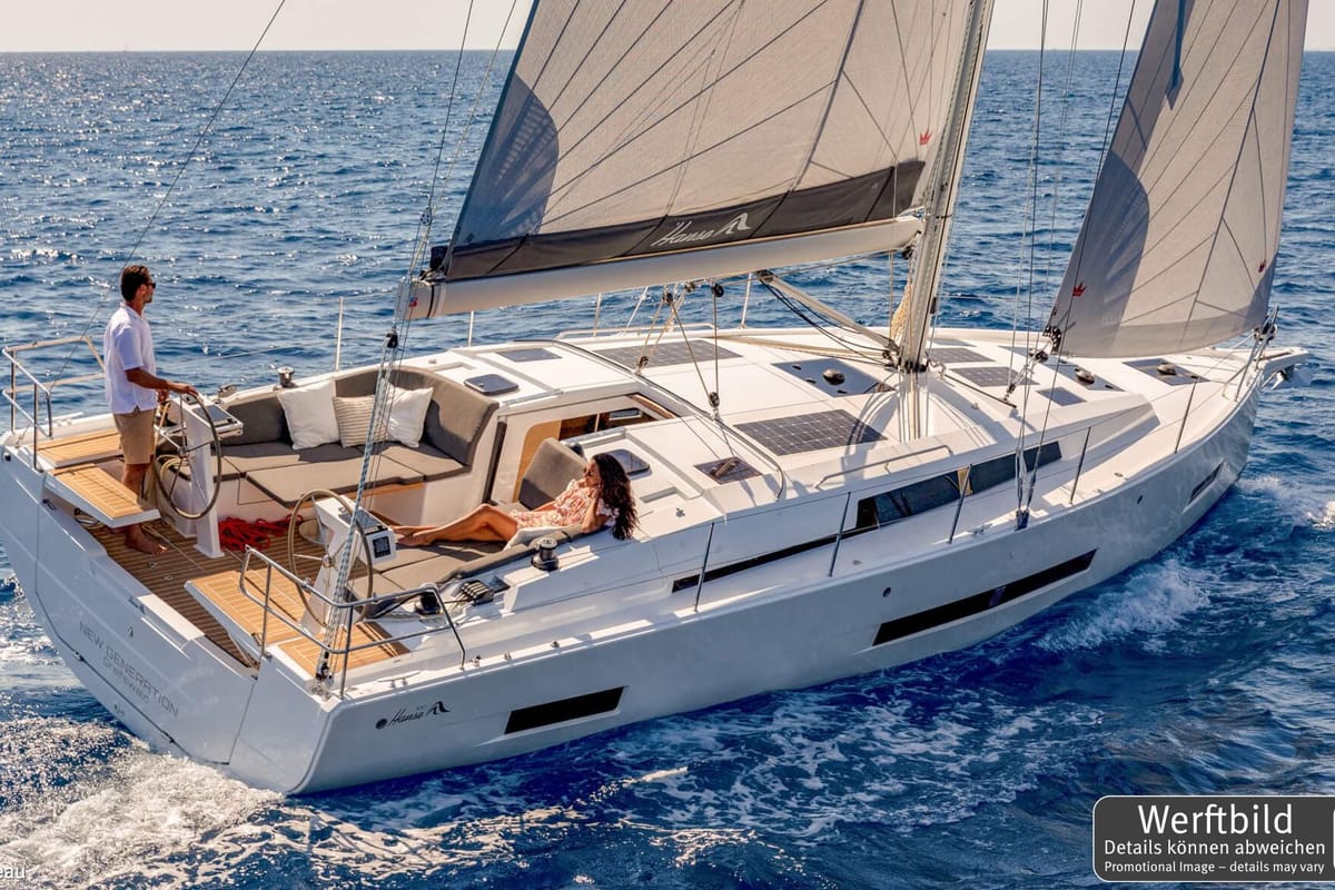Exterior view of Marius, a Hanse Yachts Hanse 410 sailboat at Grad Pula, Croatia