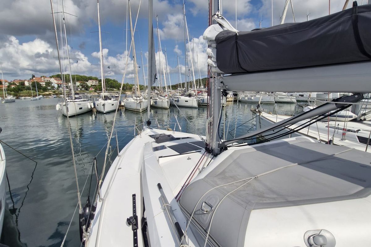 Deck of Marius, a Hanse Yachts Hanse 410 sailboat at Grad Pula, Croatia