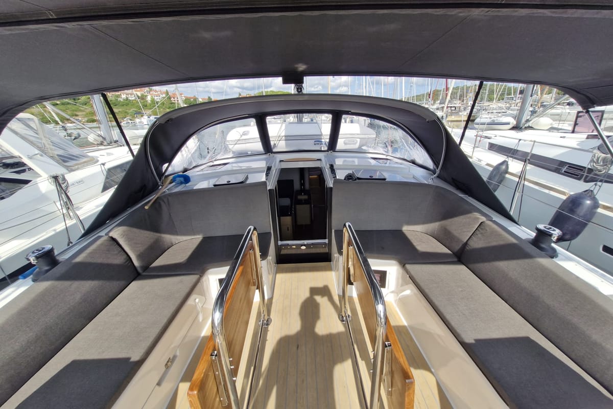 Deck of Marius, a Hanse Yachts Hanse 410 sailboat at Grad Pula, Croatia