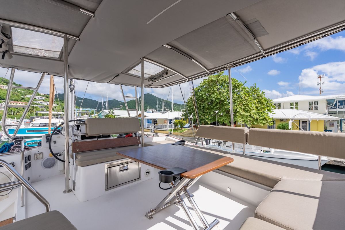 Salon of Luna, a Nautitech Rochefort Nautitech 46 Fly catamaran at Road Town, British Virgin Islands