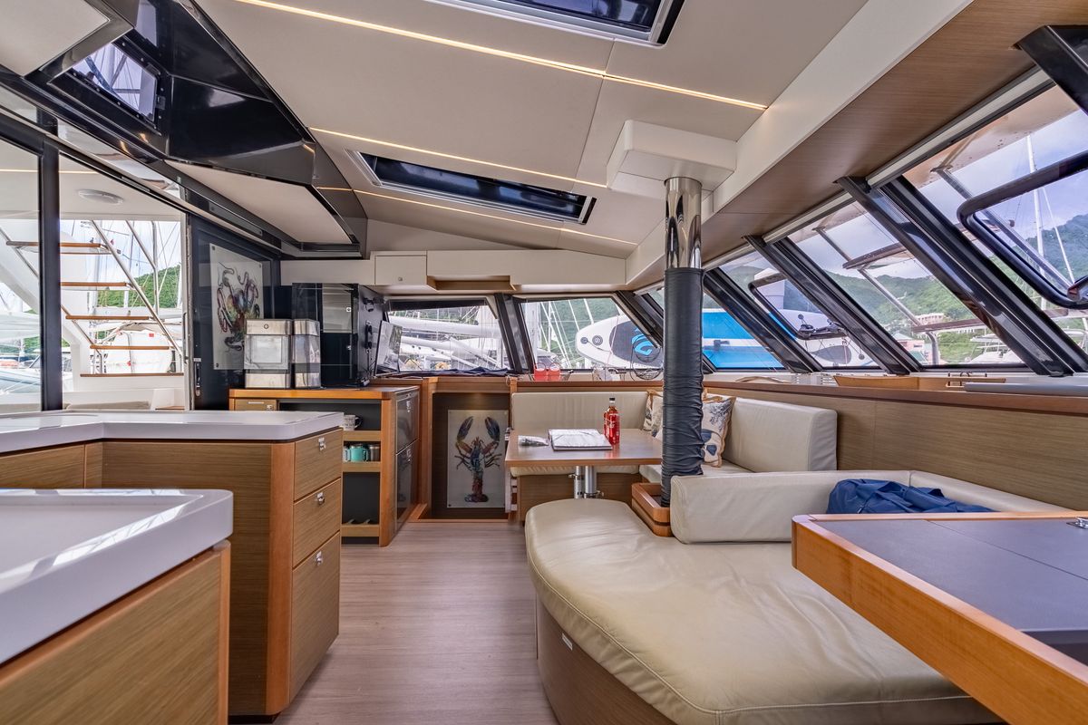 Cockpit of Luna, a Nautitech Rochefort Nautitech 46 Fly catamaran at Road Town, British Virgin Islands