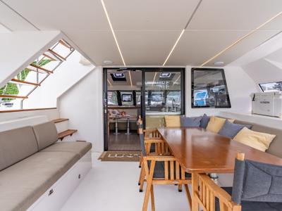Cockpit of Luna, a Nautitech Rochefort Nautitech 46 Fly catamaran at Road Town, British Virgin Islands