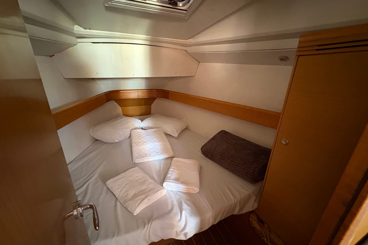 Cabin on Sail Mira, a Jeanneau Sun Odyssey 36i sailboat at Fethiye, Turkey