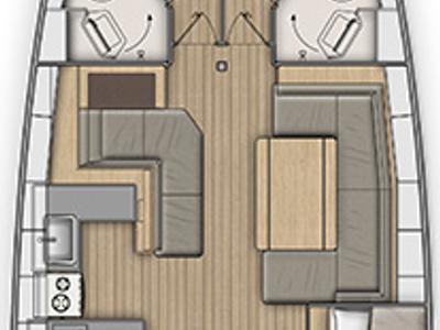 Floor plan of Barracuda, a Beneteau Oceanis 51.1 sailboat at Kontokali, Greece