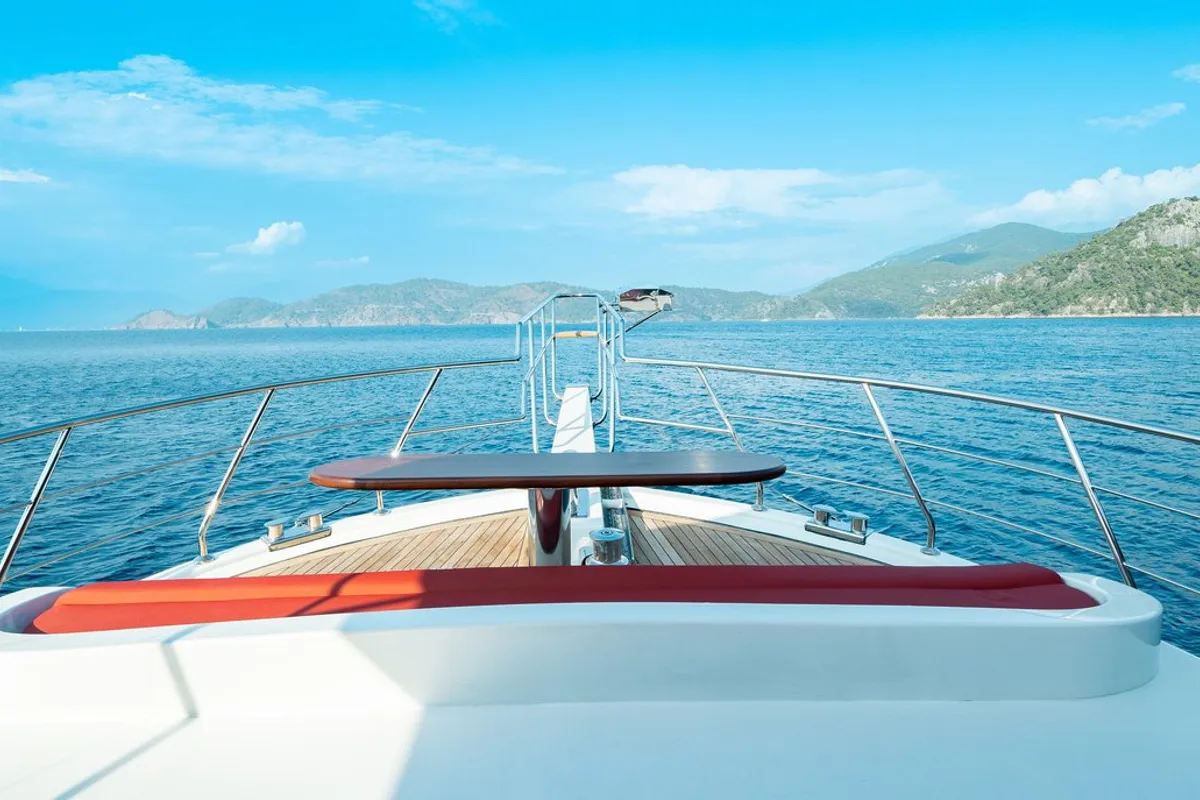 Deck of Ok Ay, a Custom Made OK AY Gulet yacht at Fethiye, Turkey